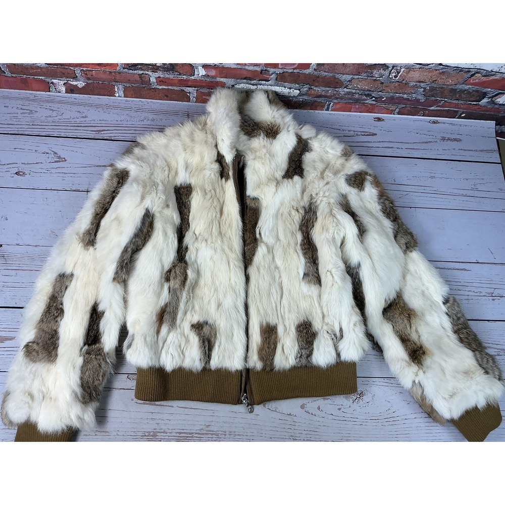 Wilsons Leather Maxima Genuine Fur Bomber Jacket Women's Size M Cropped Ribbed